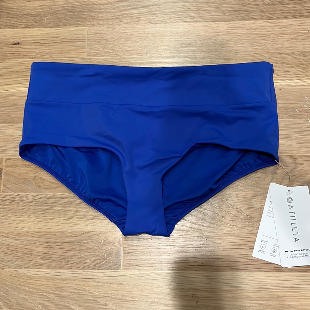 NWT Athleta Malibu Swim Boyshort - blue medium